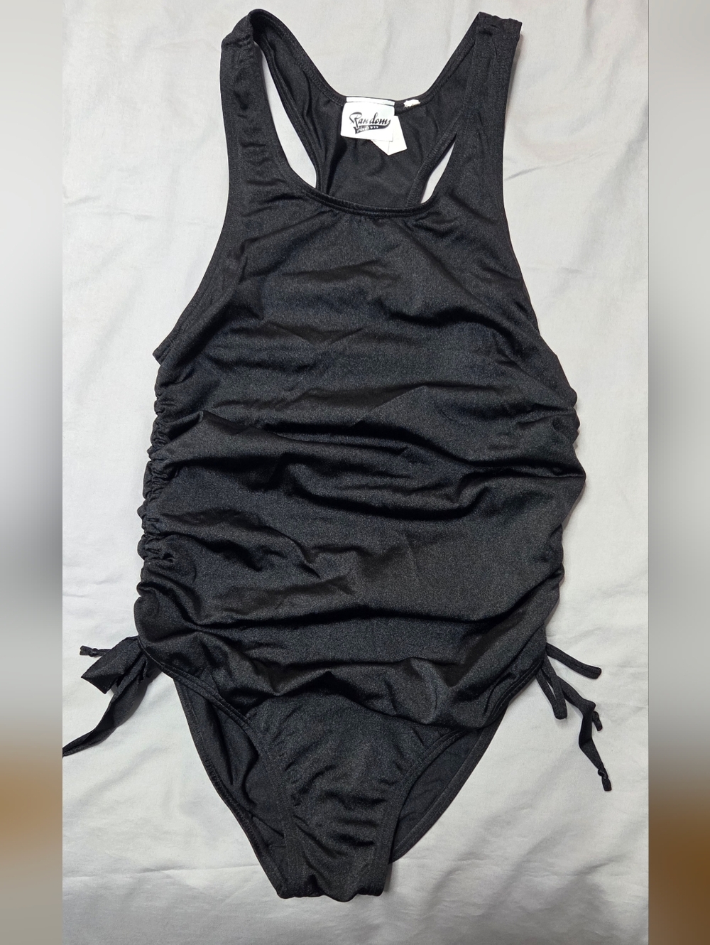 Kids Black Racerback One-Piece Swimsuit with Side Ties